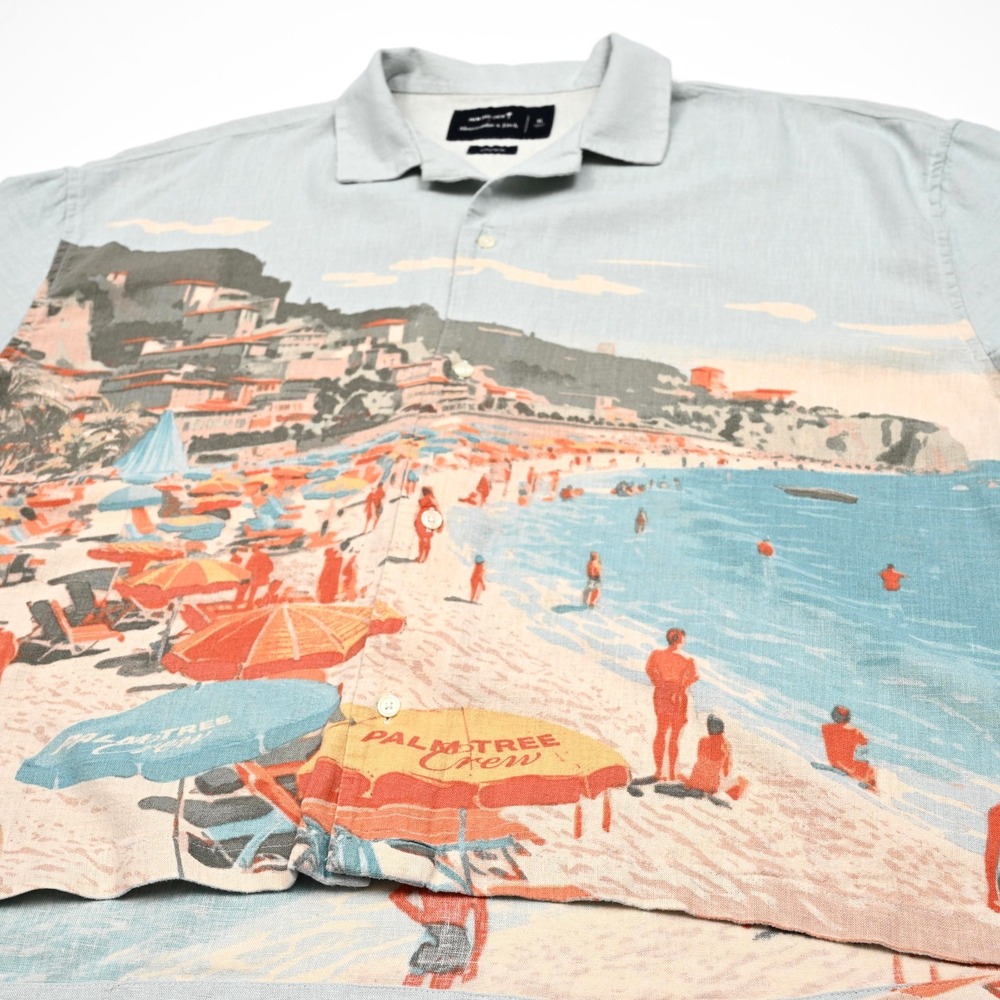 Palm Tree Crew x Abercrombie & Fitch Mens Cropped Mediterranean Beach‎ Shirt XL